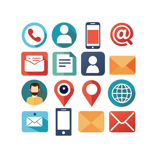 Colección de conjuntos de iconos de contacto para sitios web y aplicaciones móviles