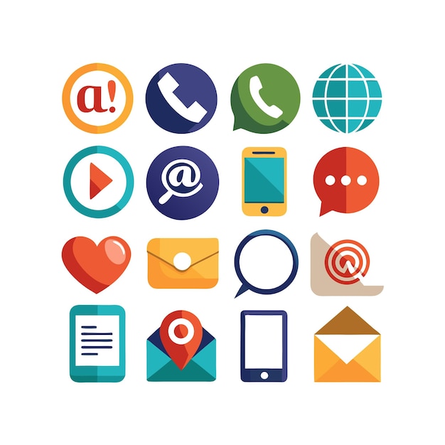 Colección de conjuntos de iconos de contacto para sitios web y aplicaciones móviles