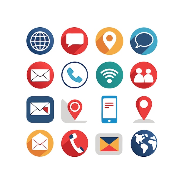 Colección de conjuntos de iconos de contacto para sitios web y aplicaciones móviles