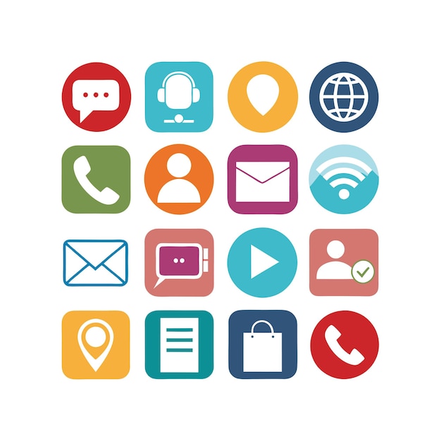 Colección de conjuntos de iconos de contacto para sitios web y aplicaciones móviles