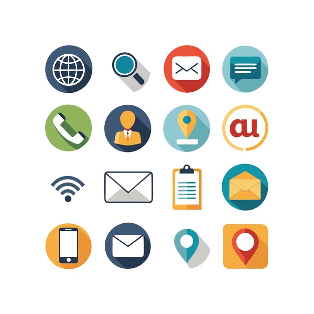 Colección de conjuntos de iconos de contacto para sitios web y aplicaciones móviles