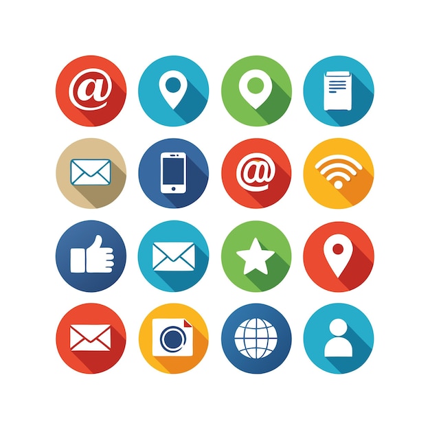 Colección de conjuntos de iconos de contacto para sitios web y aplicaciones móviles