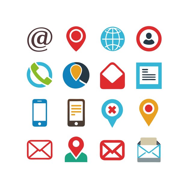 Colección de conjuntos de iconos de contacto para sitios web y aplicaciones móviles