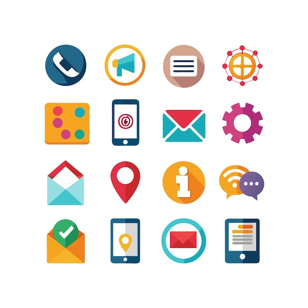 Colección de conjuntos de iconos de contacto para sitios web y aplicaciones móviles