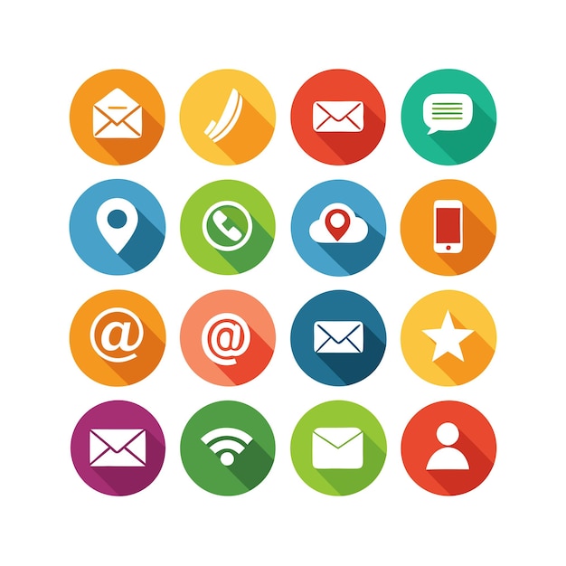 Colección de conjuntos de iconos de contacto para sitios web y aplicaciones móviles