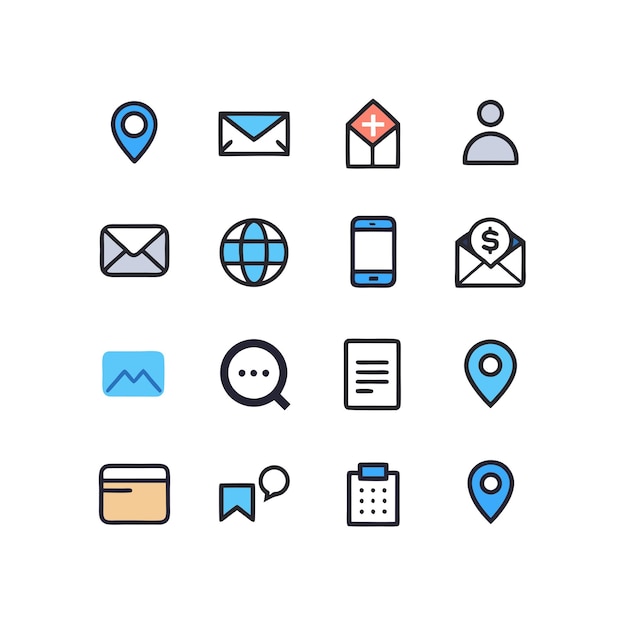 Colección de conjuntos de iconos de contacto para sitios web y aplicaciones móviles