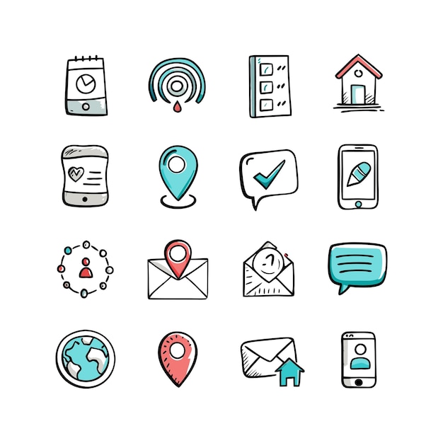 Colección de conjuntos de iconos de contacto para sitios web y aplicaciones móviles