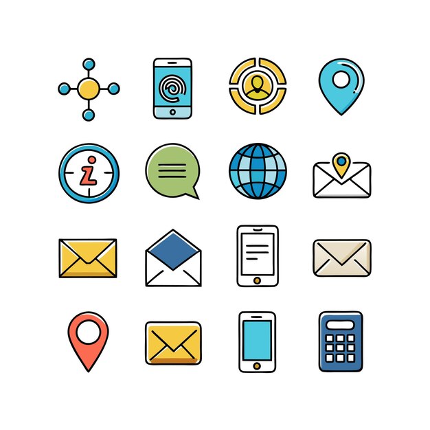 Colección de conjuntos de iconos de contacto para sitios web y aplicaciones móviles