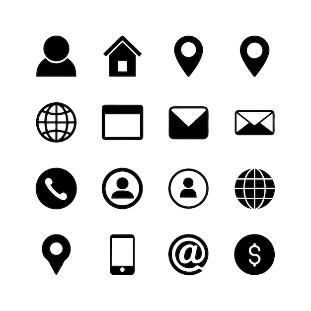 Colección de conjuntos de iconos de contacto para sitios web y aplicaciones móviles