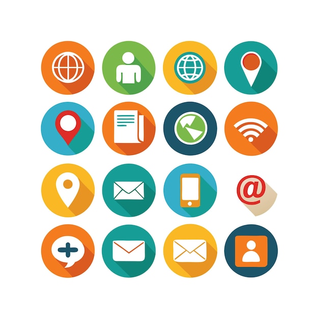 Colección de conjuntos de iconos de contacto para sitios web y aplicaciones móviles