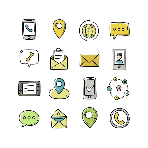 Colección de conjuntos de iconos de contacto para sitios web y aplicaciones móviles
