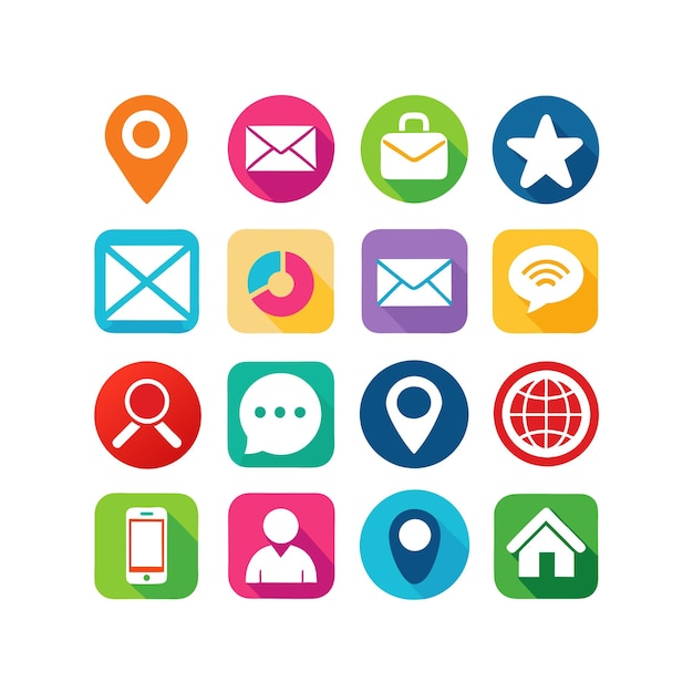 Colección de conjuntos de iconos de contacto para sitios web y aplicaciones móviles