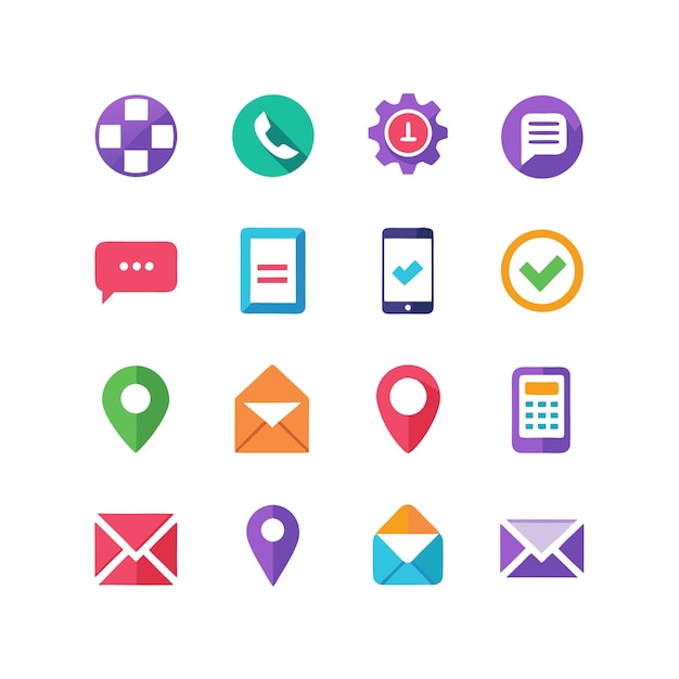 Colección de conjuntos de iconos de contacto para sitios web y aplicaciones móviles