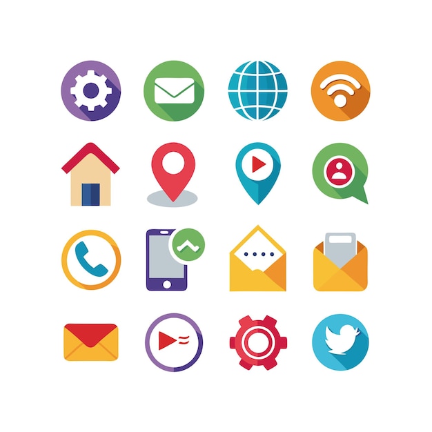 Colección de conjuntos de iconos de contacto para sitios web y aplicaciones móviles