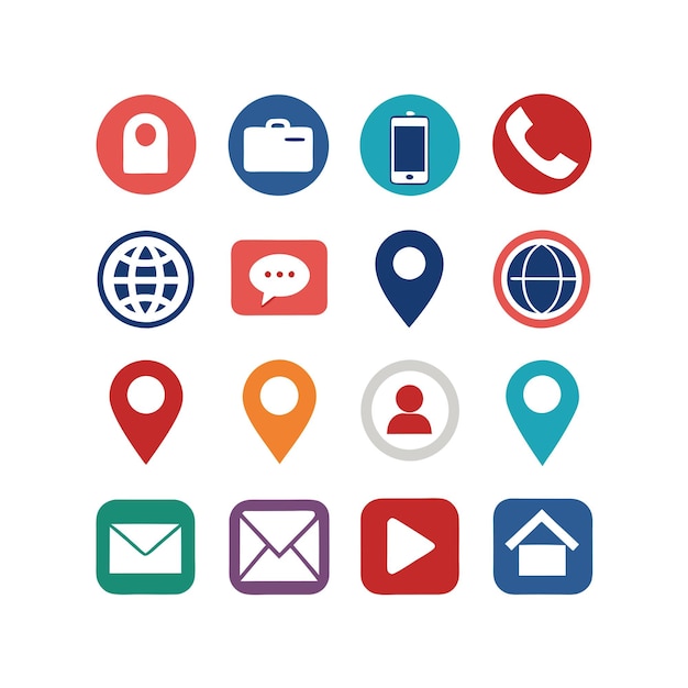 Colección de conjuntos de iconos de contacto para sitios web y aplicaciones móviles