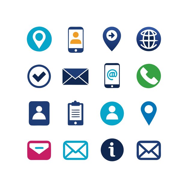 Colección de conjuntos de iconos de contacto para sitios web y aplicaciones móviles