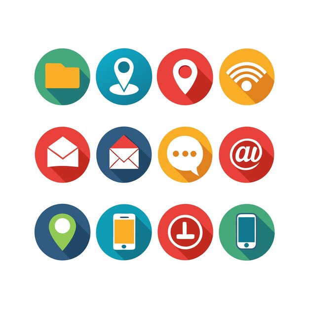 Colección de conjuntos de iconos de contacto para sitios web y aplicaciones móviles