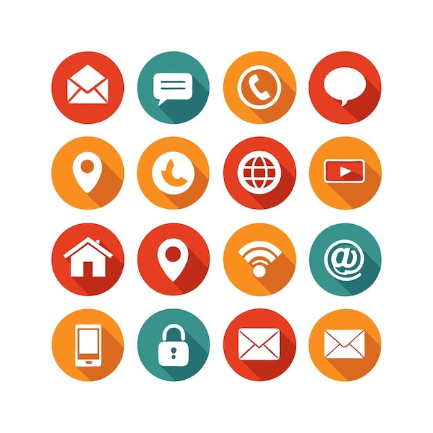 Colección de conjuntos de iconos de contacto para sitios web y aplicaciones móviles