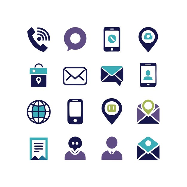 Colección de conjuntos de iconos de contacto para sitios web y aplicaciones móviles