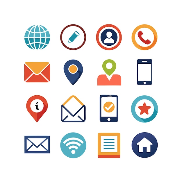 Colección de conjuntos de iconos de contacto para sitios web y aplicaciones móviles