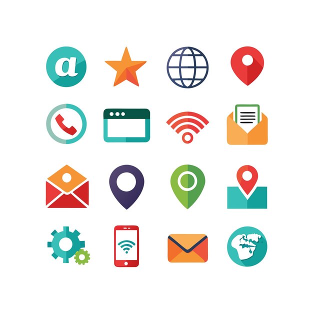 Colección de conjuntos de iconos de contacto para sitios web y aplicaciones móviles