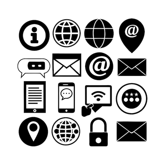 Colección de conjuntos de iconos de contacto para sitios web y aplicaciones móviles