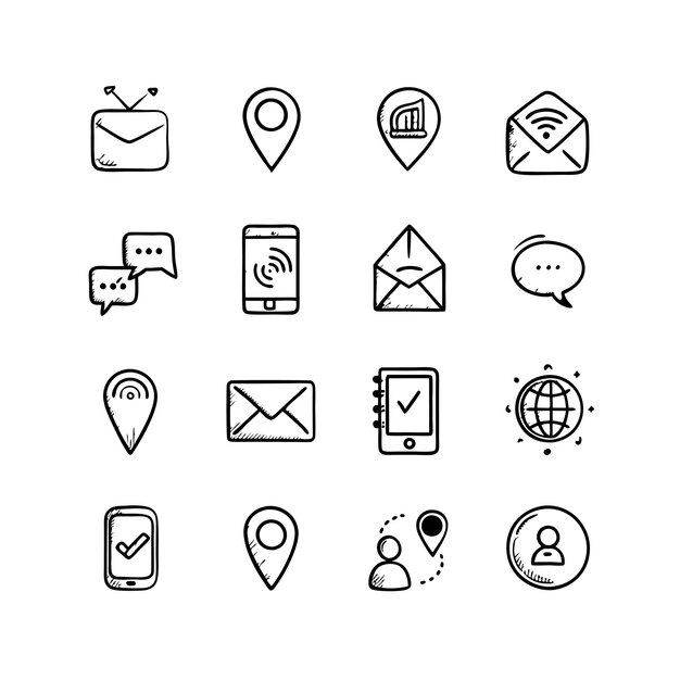 Colección de conjuntos de iconos de contacto para sitios web y aplicaciones móviles