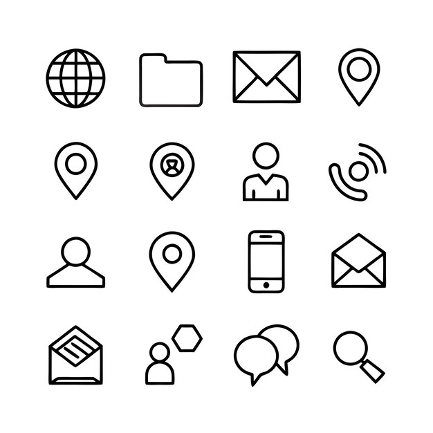 Colección de conjuntos de iconos de contacto para sitios web y aplicaciones móviles