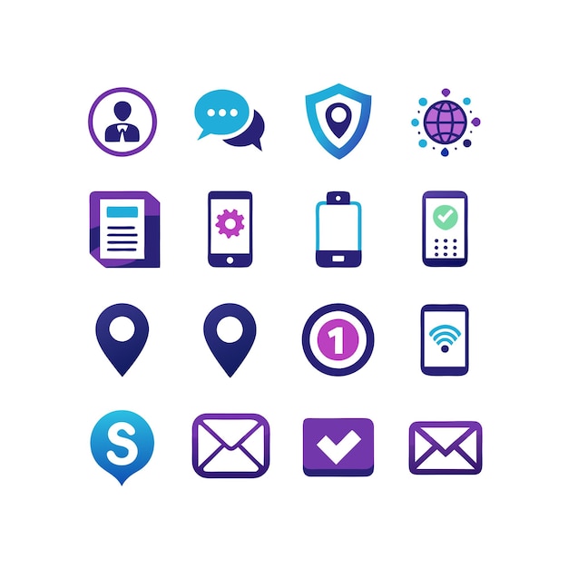Colección de conjuntos de iconos de contacto para sitios web y aplicaciones móviles