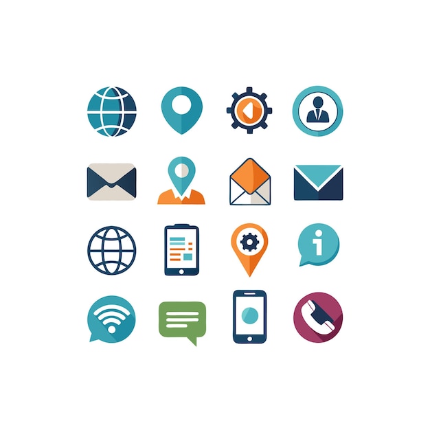 Colección de conjuntos de iconos de contacto para sitios web y aplicaciones móviles