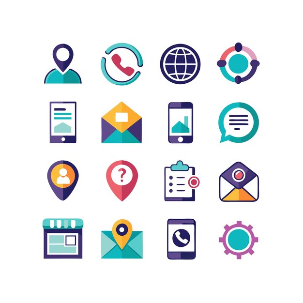 Colección de conjuntos de iconos de contacto para sitios web y aplicaciones móviles