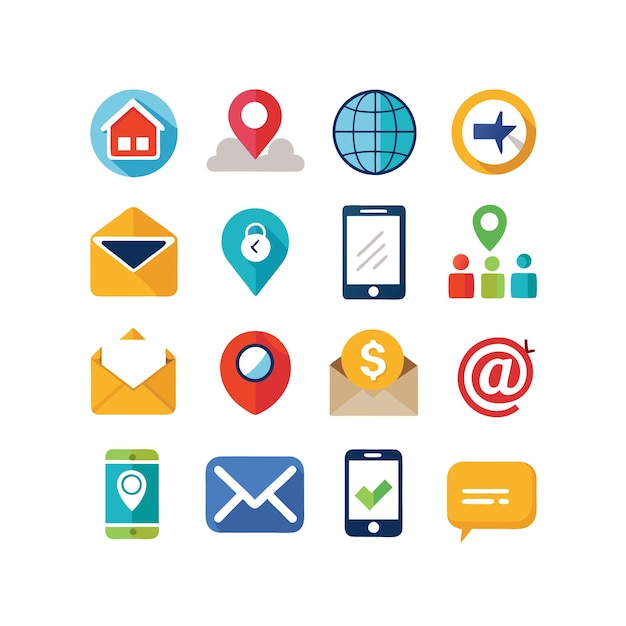 Colección de conjuntos de iconos de contacto para sitios web y aplicaciones móviles