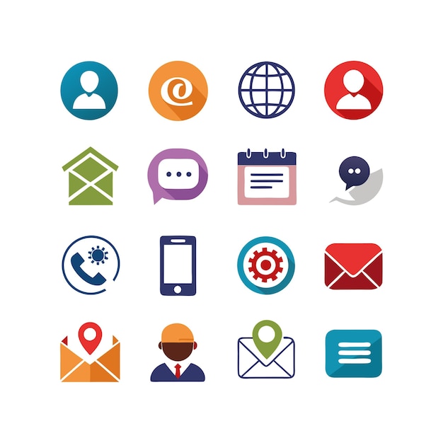 Colección de conjuntos de iconos de contacto para sitios web y aplicaciones móviles