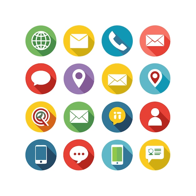 Colección de conjuntos de iconos de contacto para sitios web y aplicaciones móviles