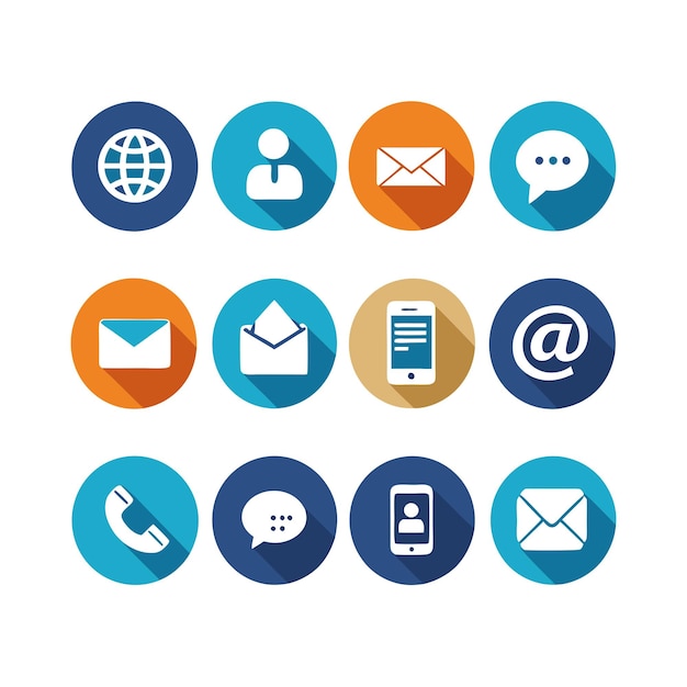 Colección de conjuntos de iconos de contacto para sitios web y aplicaciones móviles