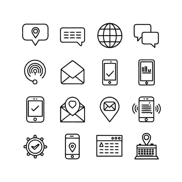 Colección de conjuntos de iconos de contacto para sitios web y aplicaciones móviles
