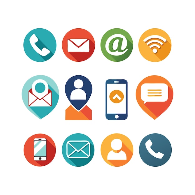 Colección de conjuntos de iconos de contacto para sitios web y aplicaciones móviles