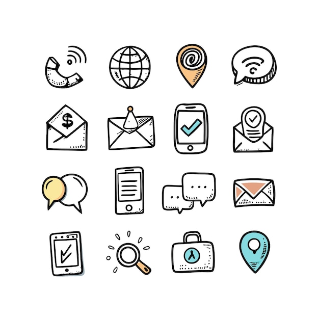 Colección de conjuntos de iconos de contacto para sitios web y aplicaciones móviles