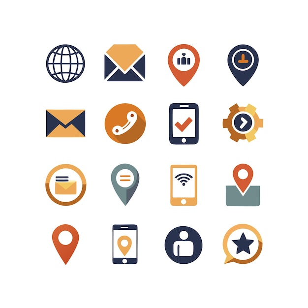 Colección de conjuntos de iconos de contacto para sitios web y aplicaciones móviles
