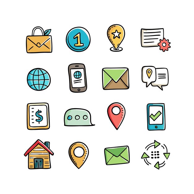 Colección de conjuntos de iconos de contacto para sitios web y aplicaciones móviles