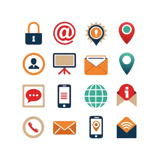 Colección de conjuntos de iconos de contacto para sitios web y aplicaciones móviles