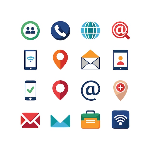 Colección de conjuntos de iconos de contacto para sitios web y aplicaciones móviles