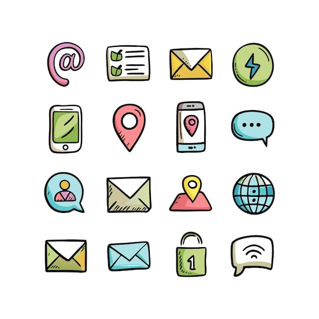 Colección de conjuntos de iconos de contacto para sitios web y aplicaciones móviles