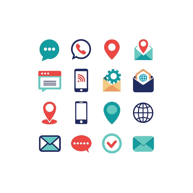 Colección de conjuntos de iconos de contacto para sitios web y aplicaciones móviles