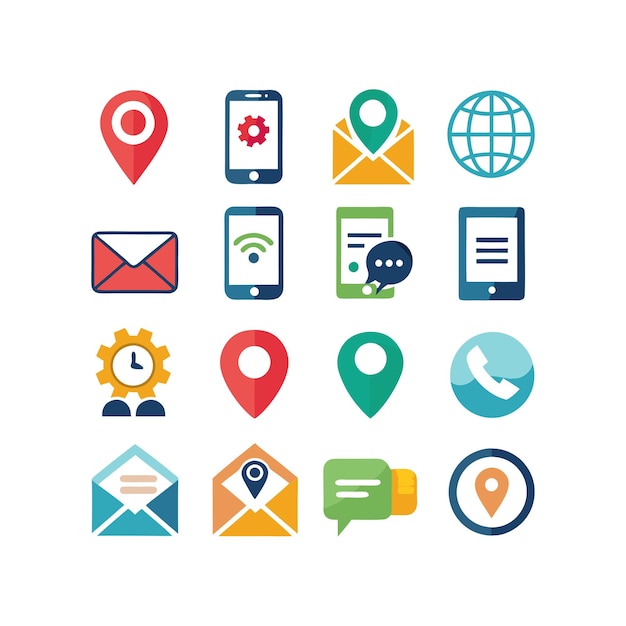 Colección de conjuntos de iconos de contacto para sitios web y aplicaciones móviles