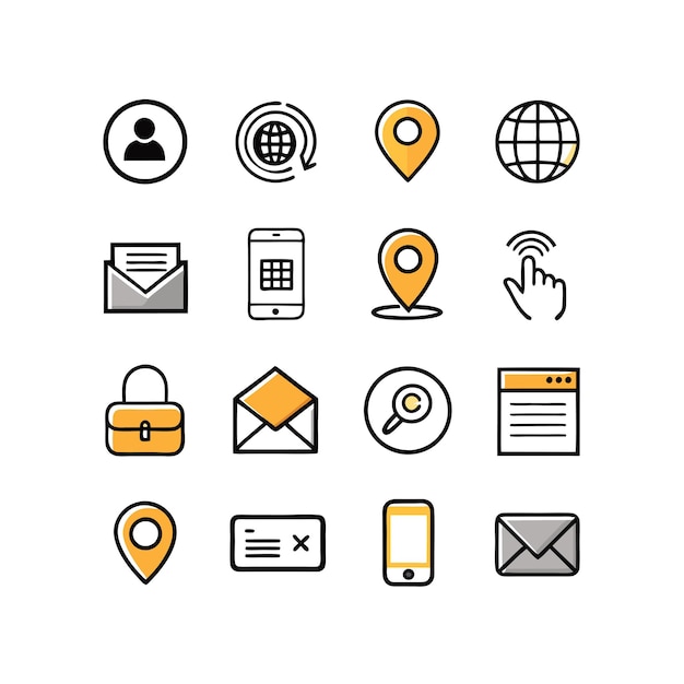 Colección de conjuntos de iconos de contacto para sitios web y aplicaciones móviles