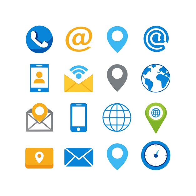 Colección de conjuntos de iconos de contacto para sitios web y aplicaciones móviles