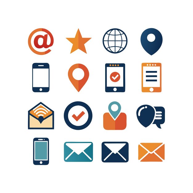 Colección de conjuntos de iconos de contacto para sitios web y aplicaciones móviles