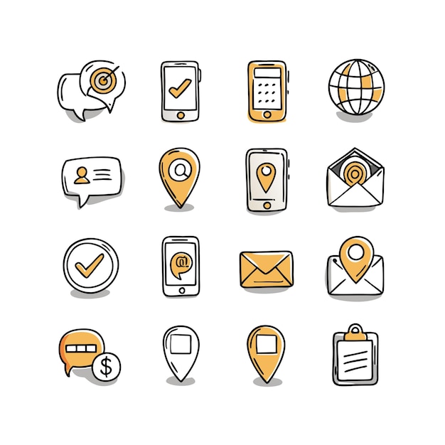 Colección de conjuntos de iconos de contacto para sitios web y aplicaciones móviles