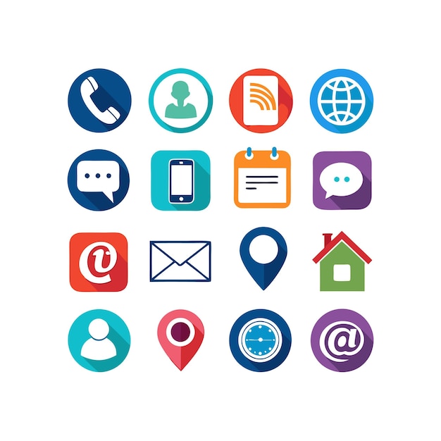 Colección de conjuntos de iconos de contacto para sitios web y aplicaciones móviles